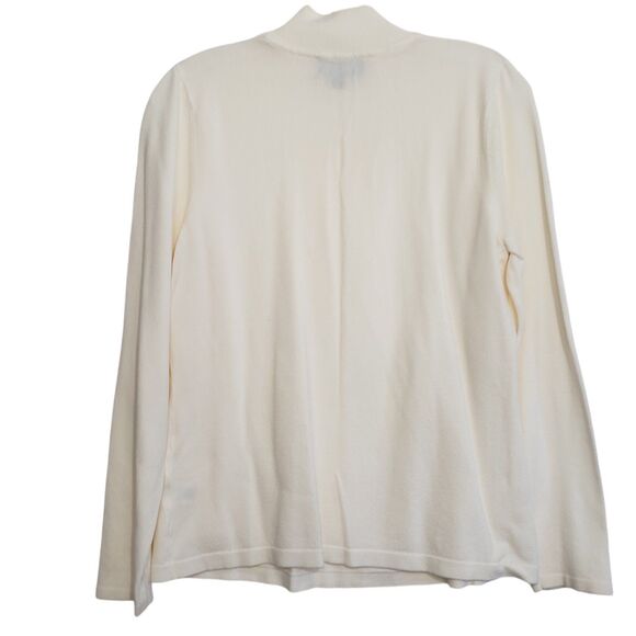Investments Woman's Soft Ivory Mock Neck Pleated Front Top, Size Large - Picture 2 of 8